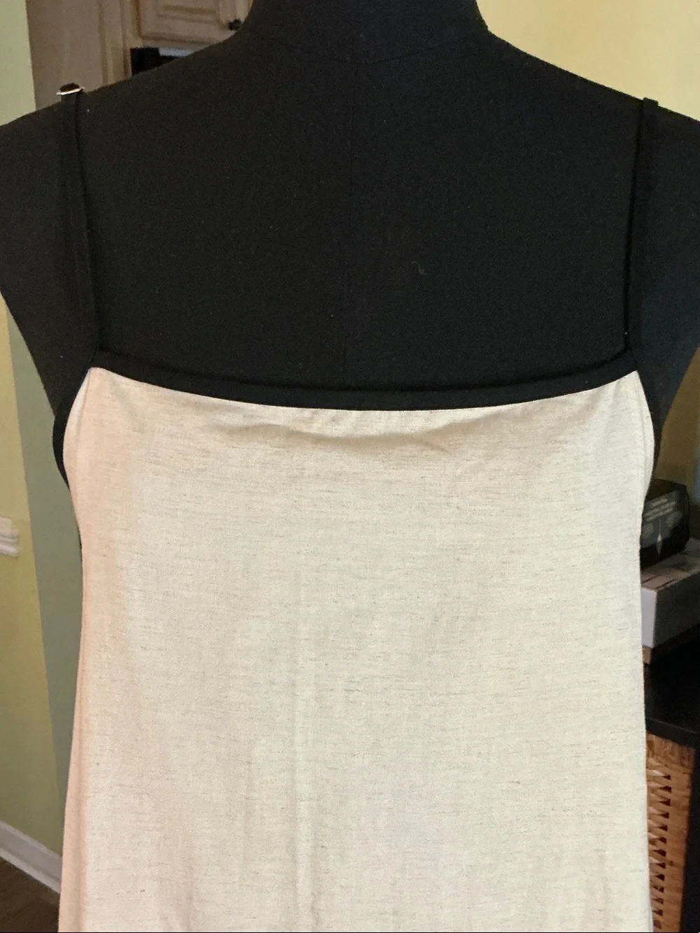 Shy Velvet Cream Maxi Slip Dress with Black Trim - Picture 6 of 9
